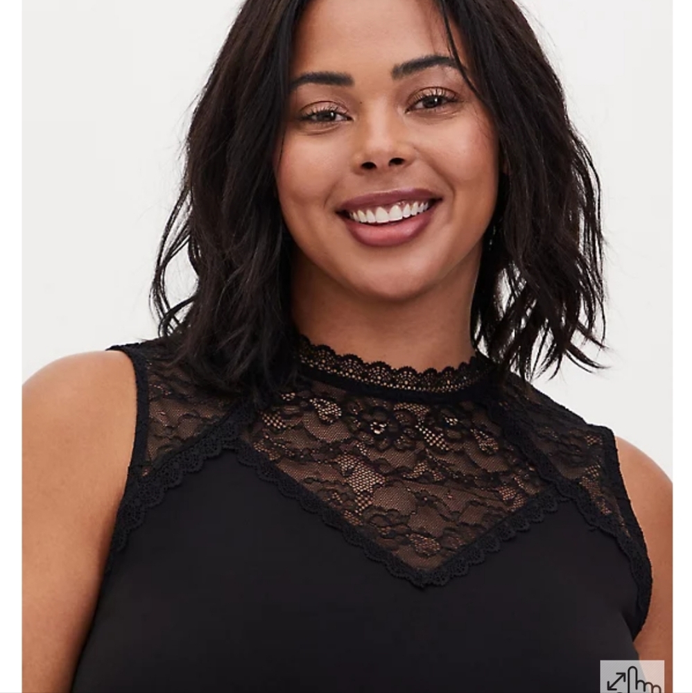 Torrid - BLACK STUDIO KNIT LACE MOCK NECK TANK - Picture 4 of 9